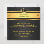 Invitation King Royal Black Gold Anniversaire Hommes ou Femme (Dos)