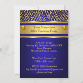 Invitation King Royal Blue Gold Crown Hommes de fête d'annive (Dos)