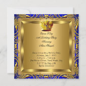 Invitation King Royal Blue Gold Elite fête d'anniversaire (Dos)
