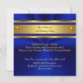 Invitation King Royal Blue Gold Fête d'anniversaire Mens Mans (Dos)