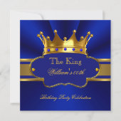 Invitation King Royal Blue Gold Fête d'anniversaire Mens Mans (Devant)