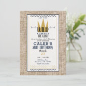 Invitation King Wild Thing Gold Crown Burlap Party Photo (Debout devant)