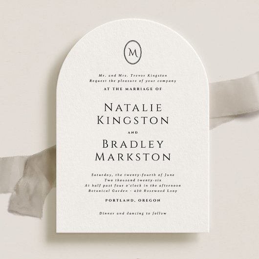 Invitation Kingston Elegant Monogram Typographie Mariage