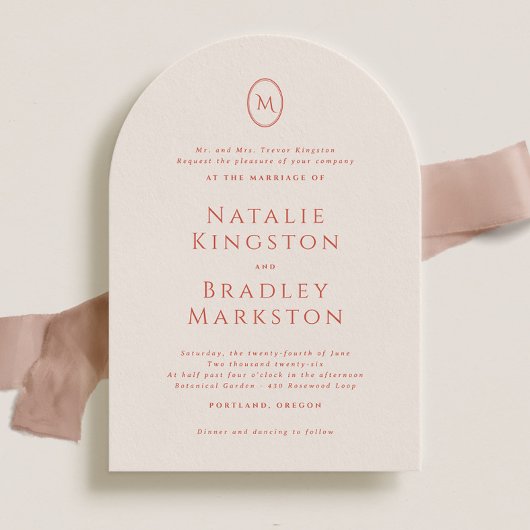 Invitation Kingston Elegant Monogram Typographie Mariage