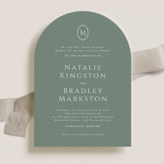Invitation Kingston Elegant Monogram Typographie Mariage