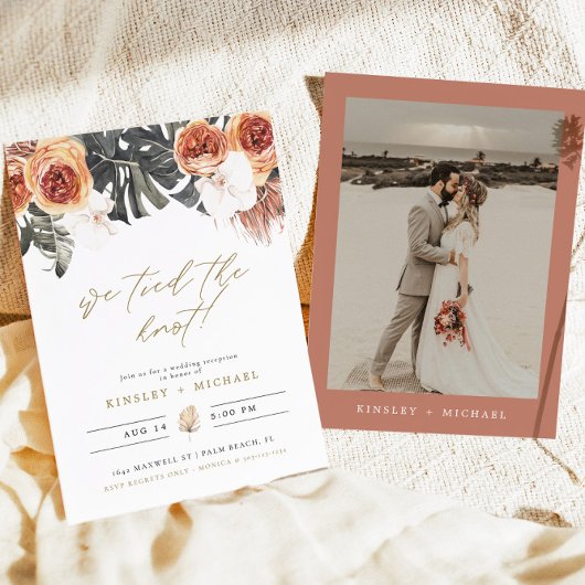 Invitation KINSLEY Boho Terracotta Nous avons noué le nœud Fa