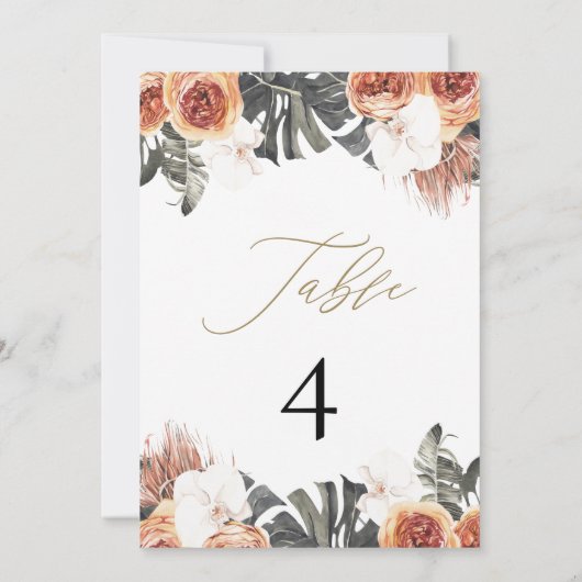 Invitation KINSLEY Boho Terracotta Palm Sec Numéros de tablea (Dos)