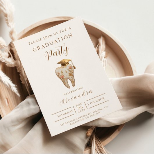 Invitation Kintsugi Floral Tooth Graduation Party