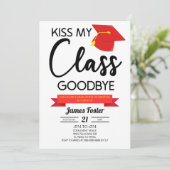 Invitation Kiss My Class Goodbye Red Black Graduation (Debout devant)