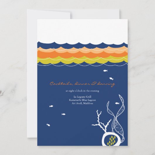 Invitation Kisser Poissons Corals Plage Whimsical mignon Mari (Dos)