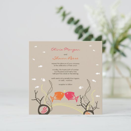 Invitation Kisser Poissons Corals Plage Whimsical mignon Mari (Debout devant)