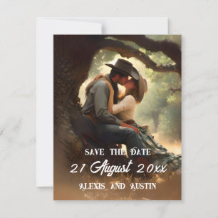 Invitation Kissing Cowboy et Cowgirl Sauvez la date