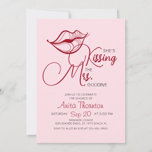 Invitation Kissing Goodbye Divorce Party (Devant)