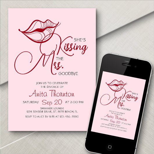 Invitation Kissing Goodbye Divorce Party