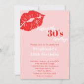Invitation Kissing my 30s Goodbye Pink & Red 40th Birthday (Devant)