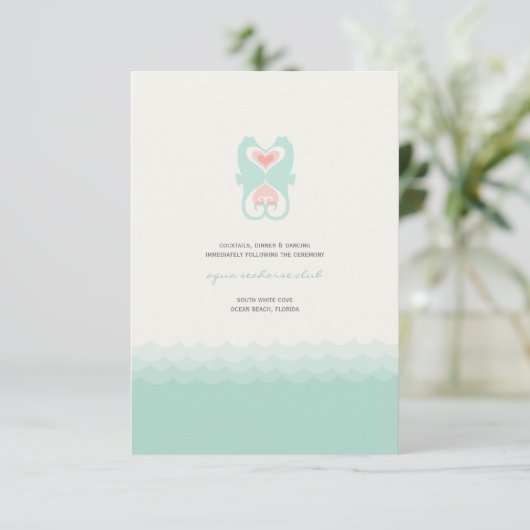 Invitation Kissing Seahorses Summer Beach Mariage Réception (Debout devant)