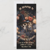 Invitation Kissing Skeletons gothique Vintage QR Code Hallowe (Devant)