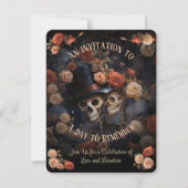 Invitation Kissing Skeletons RSVP Mariage gothique (Devant)