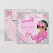 Invitation Kit de bébé fille de douche mignonne Chaton Rose F (Devant / Derrière)