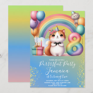 Invitation Kit de fête arc-en-ciel pour chaton pour 8 ans