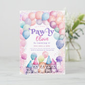 Invitation Kit de fête d'anniversaire pour chaton fille (Debout devant)