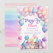 Invitation Kit de fête d'anniversaire pour chaton fille (Devant / Derrière)