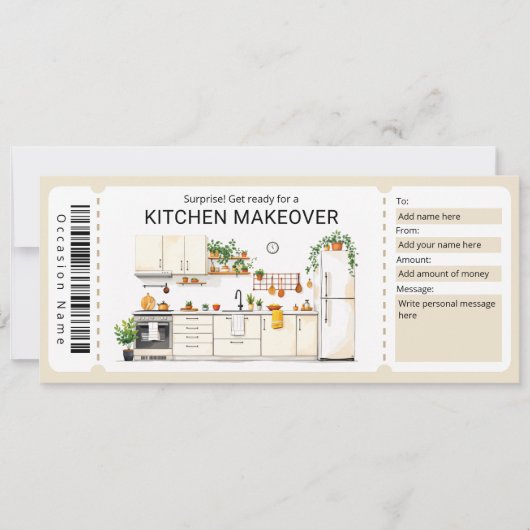 Invitation Kitchen Renovation Gift Certificate  (Devant)
