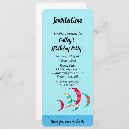 Invitation Kite Surf (Devant / Derrière)