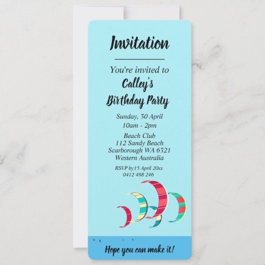 Invitation Kite Surf (Devant)