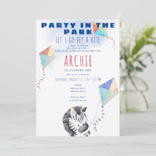 Invitation Kite Zebra N'Importe Quel Âge Pique-Nique Enfant F (Debout devant)