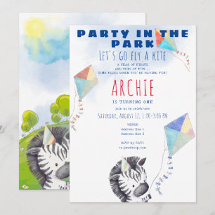 Invitation Kite Zebra N'Importe Quel Âge Pique-Nique Enfant F
