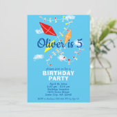 Invitation Kites dans le ciel bleu Anniversaire de enfant de  (Debout devant)