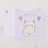 Invitation Kitten and hearts, personalized (Devant / Derrière)