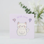 Invitation Kitten and hearts, personalized (Debout devant)