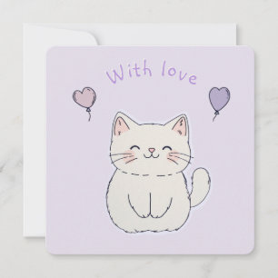Invitation Kitten and hearts, personalized