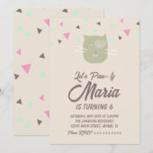 Invitation Kitten Anniversaire Paw-ty Party Animal Confetti (Devant / Derrière)