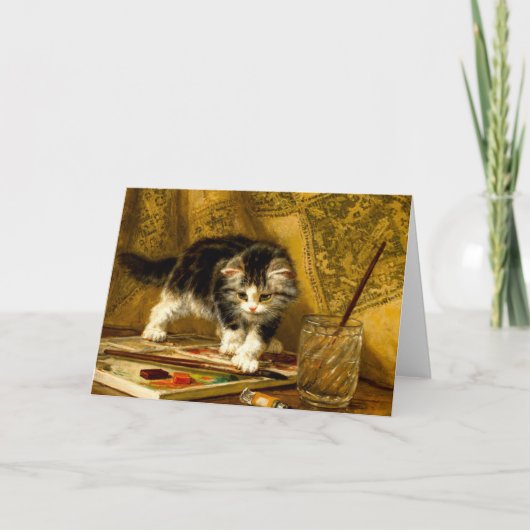 Invitation Kitten avec peinture et brosses (Devant)