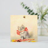 Invitation Kitten avec ruban rouge (Debout devant)