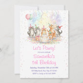 Invitation Kitten Birthday Invitation, Cute Cat Girl Theme (Devant)