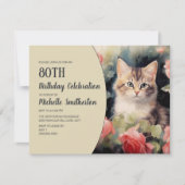 Invitation Kitten blanc gris 80e anniversaire (Devant)
