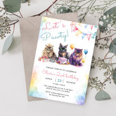 Invitation Kitten Cat Let's Pawty 2e fête d'anniversaire