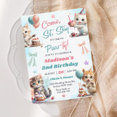 Invitation Kitten Cat Let's Pawty 2nd Birthday Party Invitat