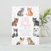 Invitation Kitten Cat Let's Pawty Anniversaire (Debout devant)