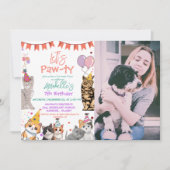Invitation Kitten Cat Let's Pawty Anniversaire (Devant)