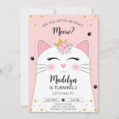 Invitation Kitten Meow Anniversaire rose (Devant)