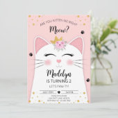 Invitation Kitten Meow Anniversaire rose (Debout devant)