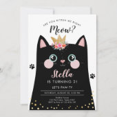 Invitation Kitten Meow Fille de la Couronne rose Kitty Chat A (Devant)