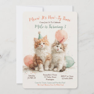 Invitation Kitty Anniversaire Chat Mignon Kit De Aquarelle