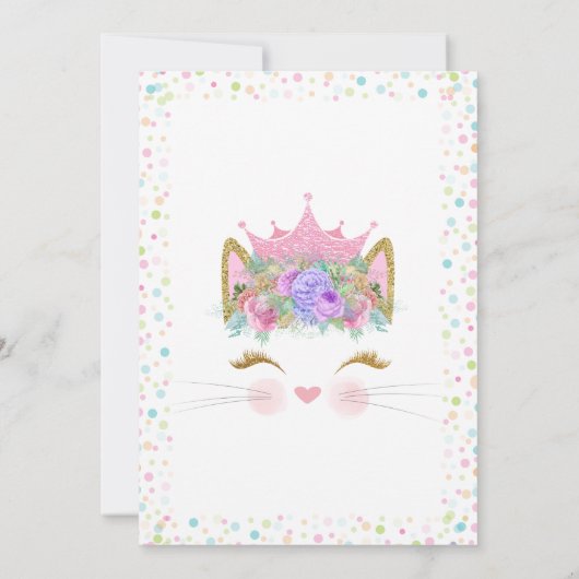 Invitation Kitty Cat Confetti fête d'anniversaire (Dos)