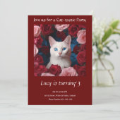 Invitation Kitty Cat Elegant Garnet Anniversaire Fête Invitat (Debout devant)